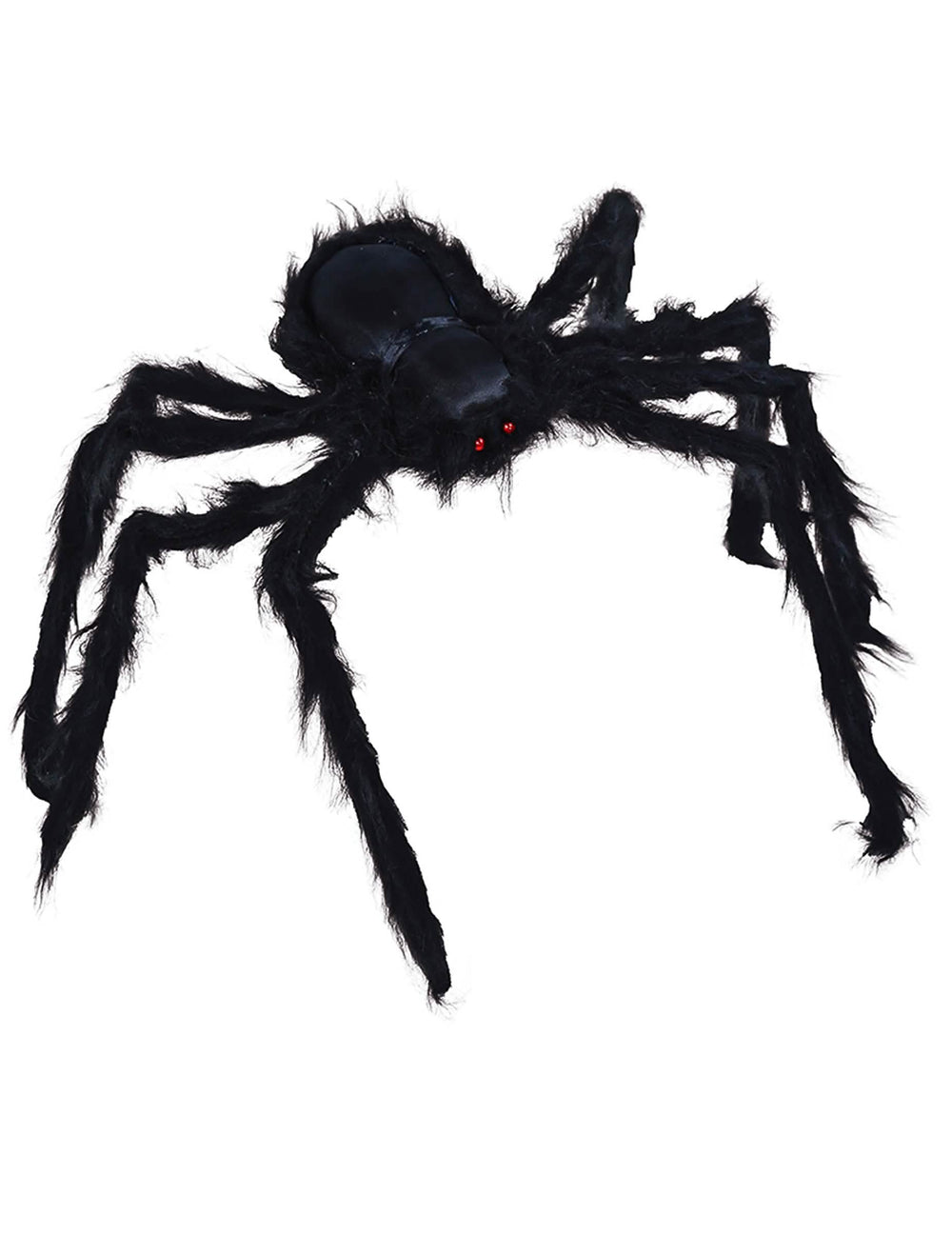 Grande araignée d'Halloween pour décoration noire poilue avec yeux rouges