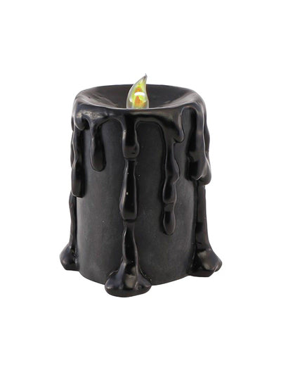 Grande vela decorativa em resina preta com LED 10 x 8,5 x 12 cm