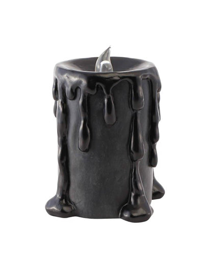 Grande vela decorativa em resina preta com LED 10 x 8,5 x 12 cm