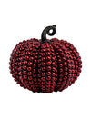 Grande abóbora decorativa em resina com pérolas vermelho sangue 24 x 22 x 21 cm
