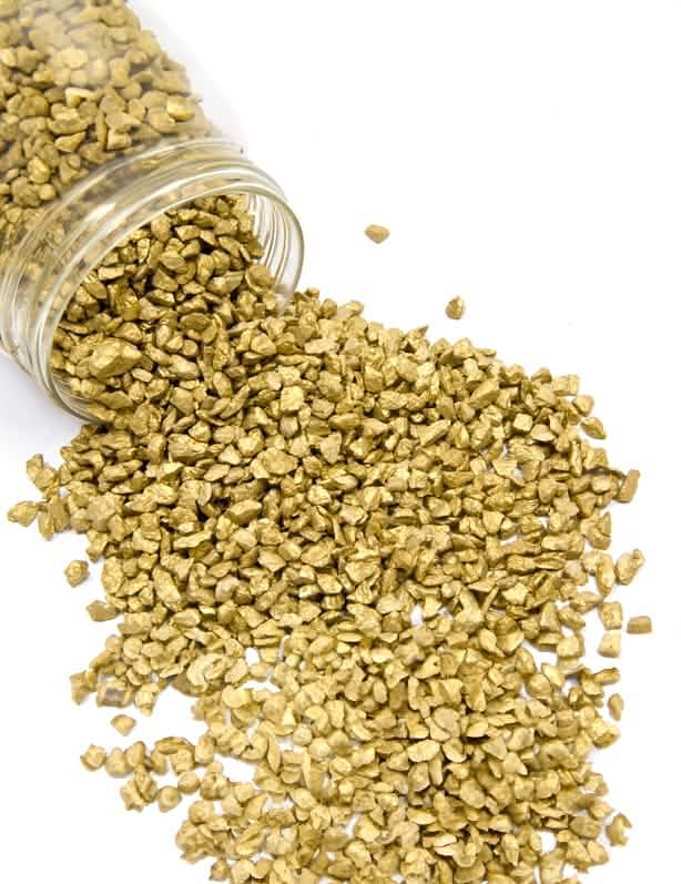 Gravilha de cor dourado metalizado