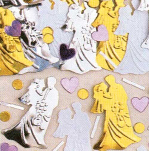 Confettis mariés pour décoration de mariage multicolore