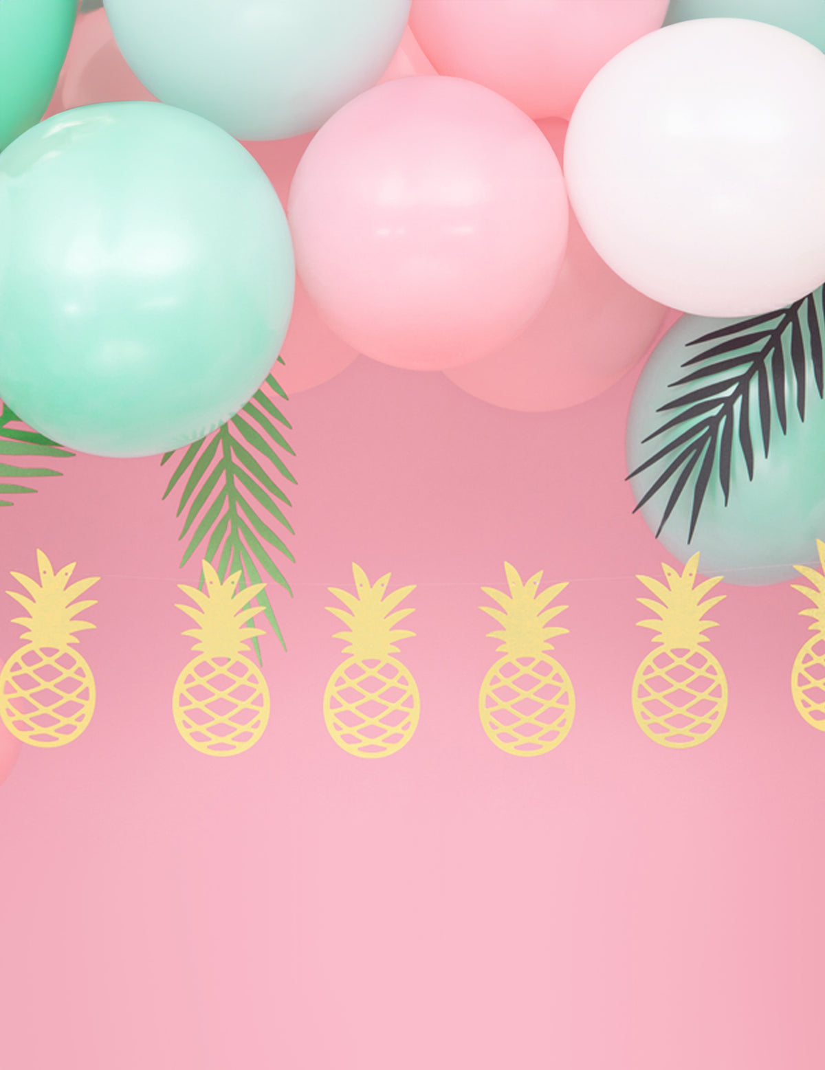 Grinalda DIY Ananás Dourado Metálico 150 cm Kit Decoração