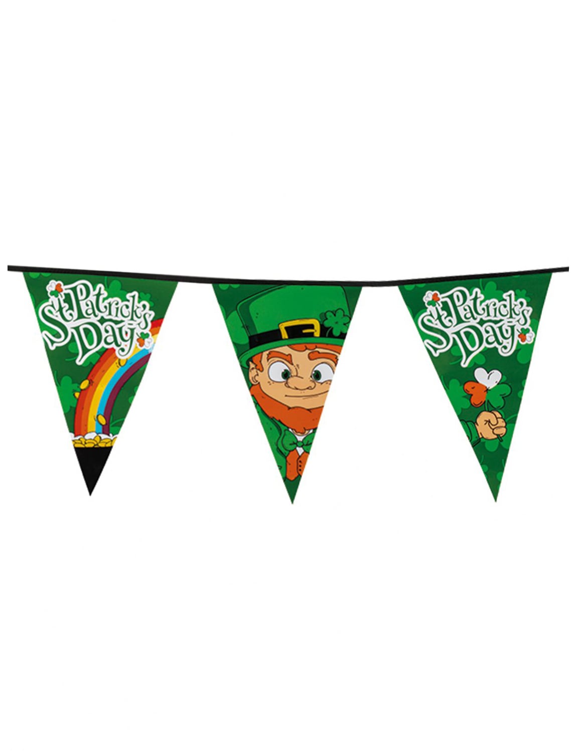 Guirlande à fanions Saint Patrick pour décoration de fête verte avec leprechaun et arc-en-ciel