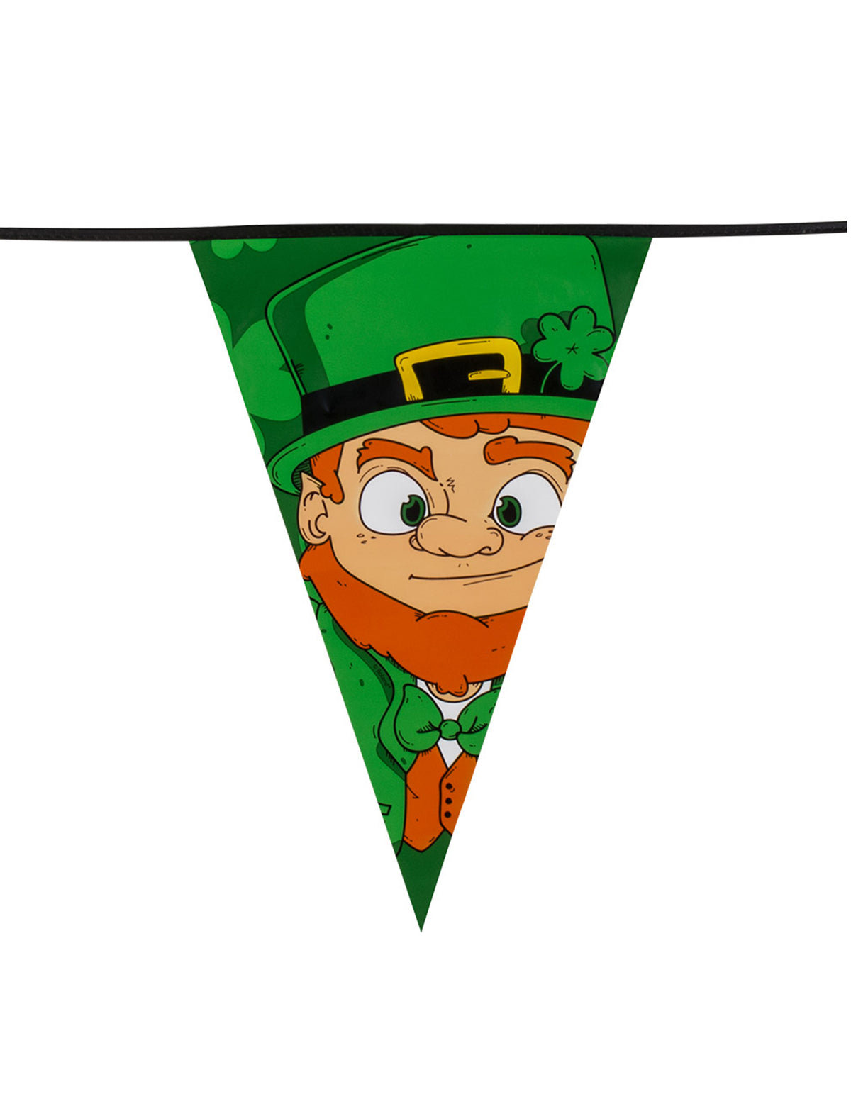 Détail d'un fanion avec un leprechaun de la guirlande à fanions Saint Patrick
