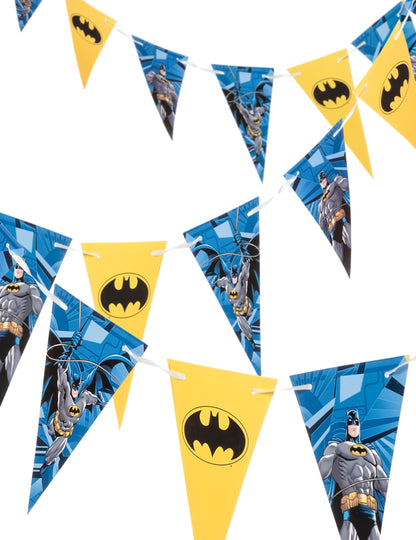 Guirlande à fanions Batman pour fête jaune et bleue
