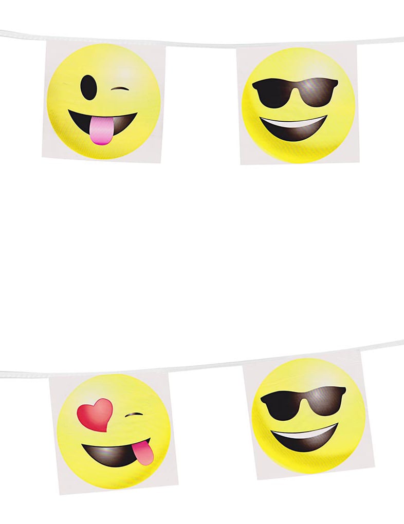 Détail des motifs de la guirlande à fanions émoticônes Imoji™