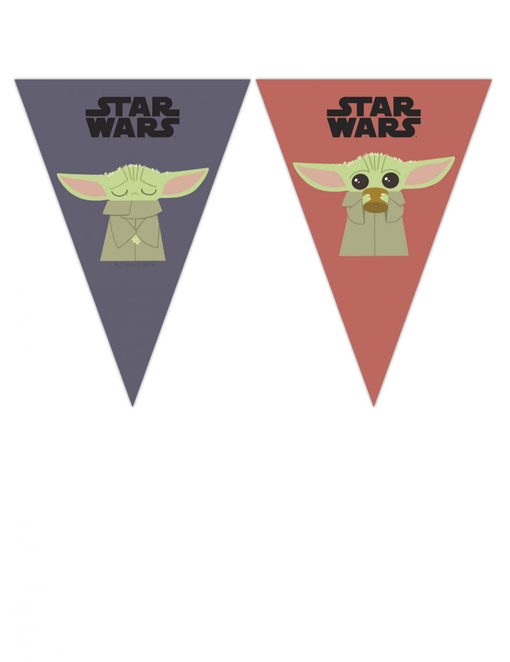 Mise en situation de la guirlande à fanions en carton bébé Yoda The Mandalorian