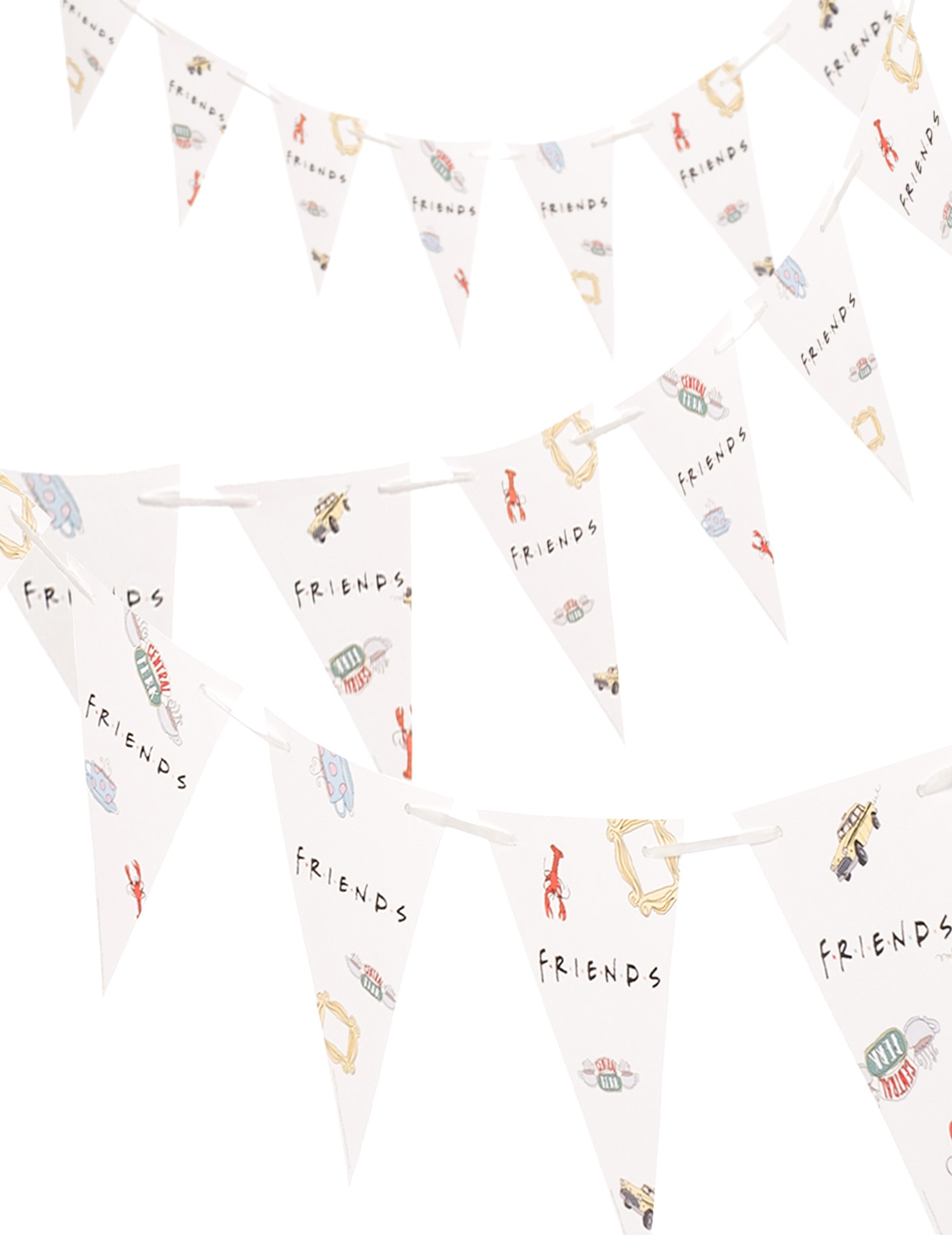 Guirlande à fanions Friends pour décoration de fête blanche à motifs illustrés