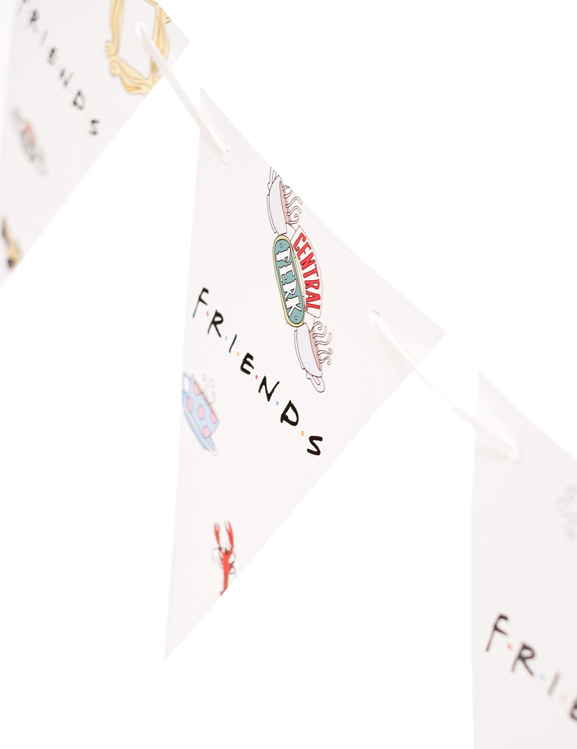 Zoom sur un fanion de la guirlande à fanions Friends