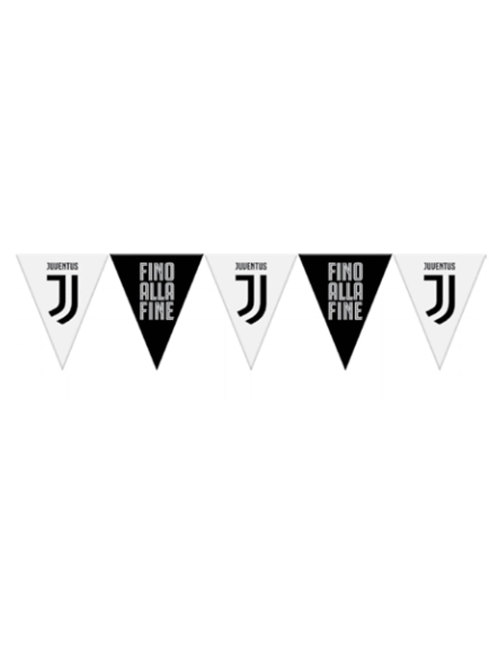 Guirlanda de bandeirolas em plástico Juventus para adepto preta e branca