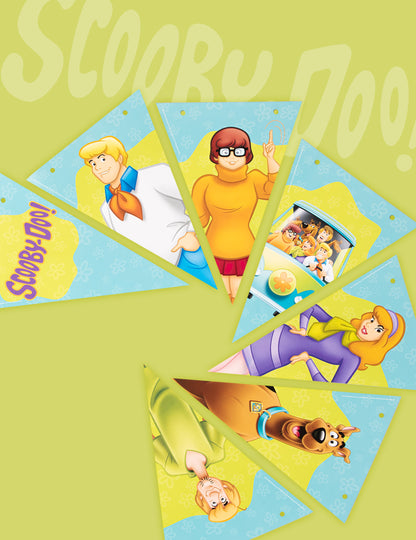 Détail des motifs de la guirlande à fanions Scooby-Doo