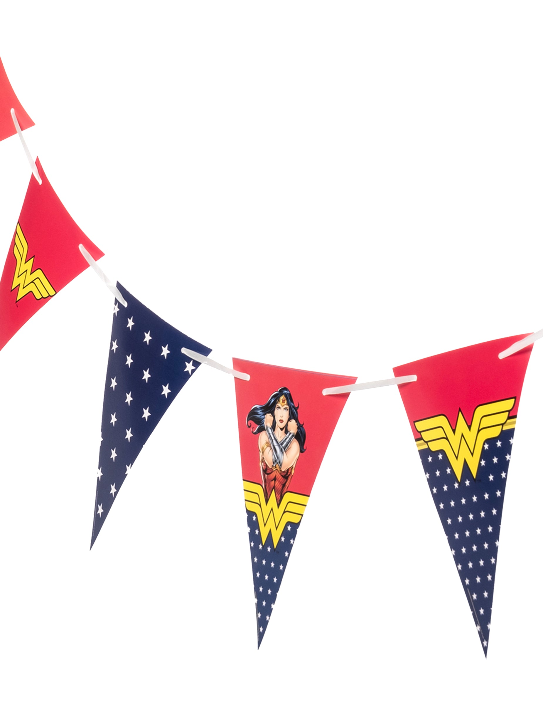 Détail de l'illustration du personnage de la guirlande à fanions Wonder Woman