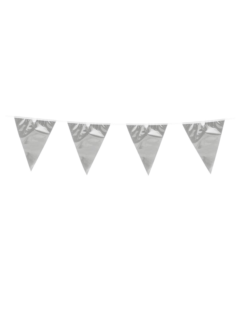 Bandeirola com mini-bandeirinhas prateadas para uma festa prateada brilhante