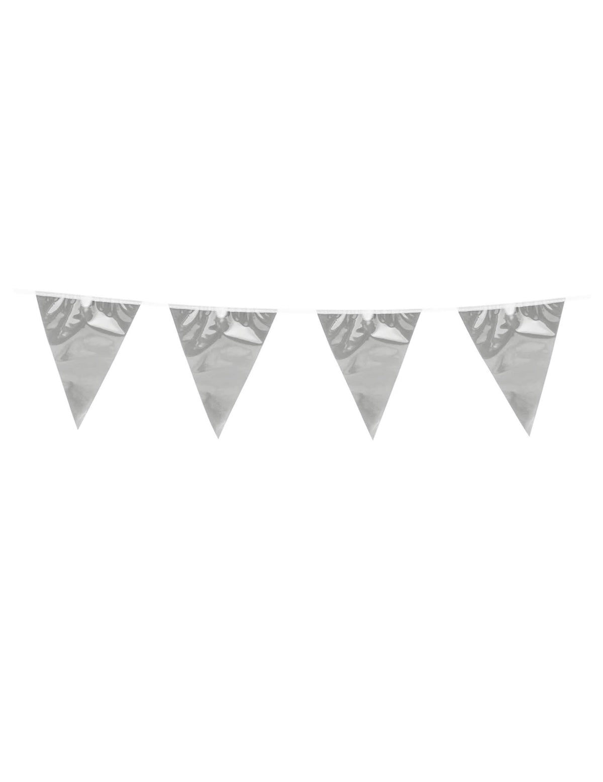 Bandeirola com mini-bandeirinhas prateadas para uma festa prateada brilhante
