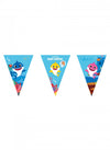 Guirlande fanions en papier Baby Shark pour enfant bleue et multicolore