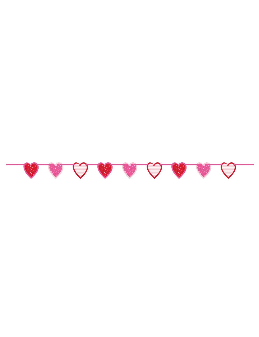 Vue d'ensemble de la guirlande coeurs à motifs