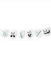 Guirlande de 11 fanions panda pour anniversaire blanche et verte avec bambou