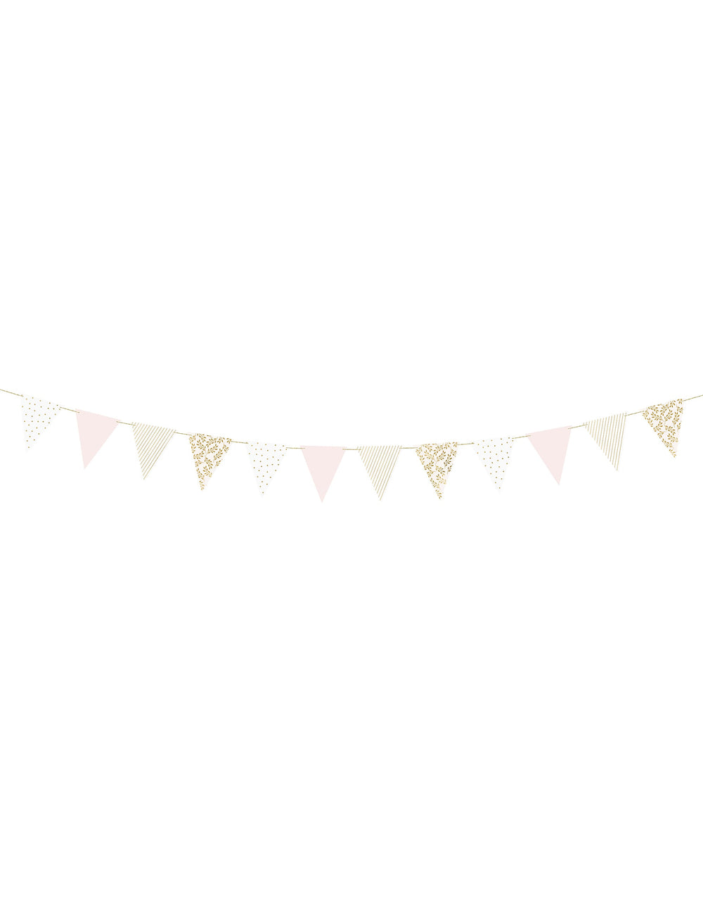 Guirlande de fanions en carton à motifs dorés pour fête rose et blanche