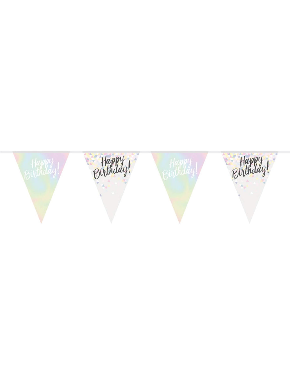 Guirlanda de bandeirolas em plástico Happy Birthday para aniversário, iridescente pastel