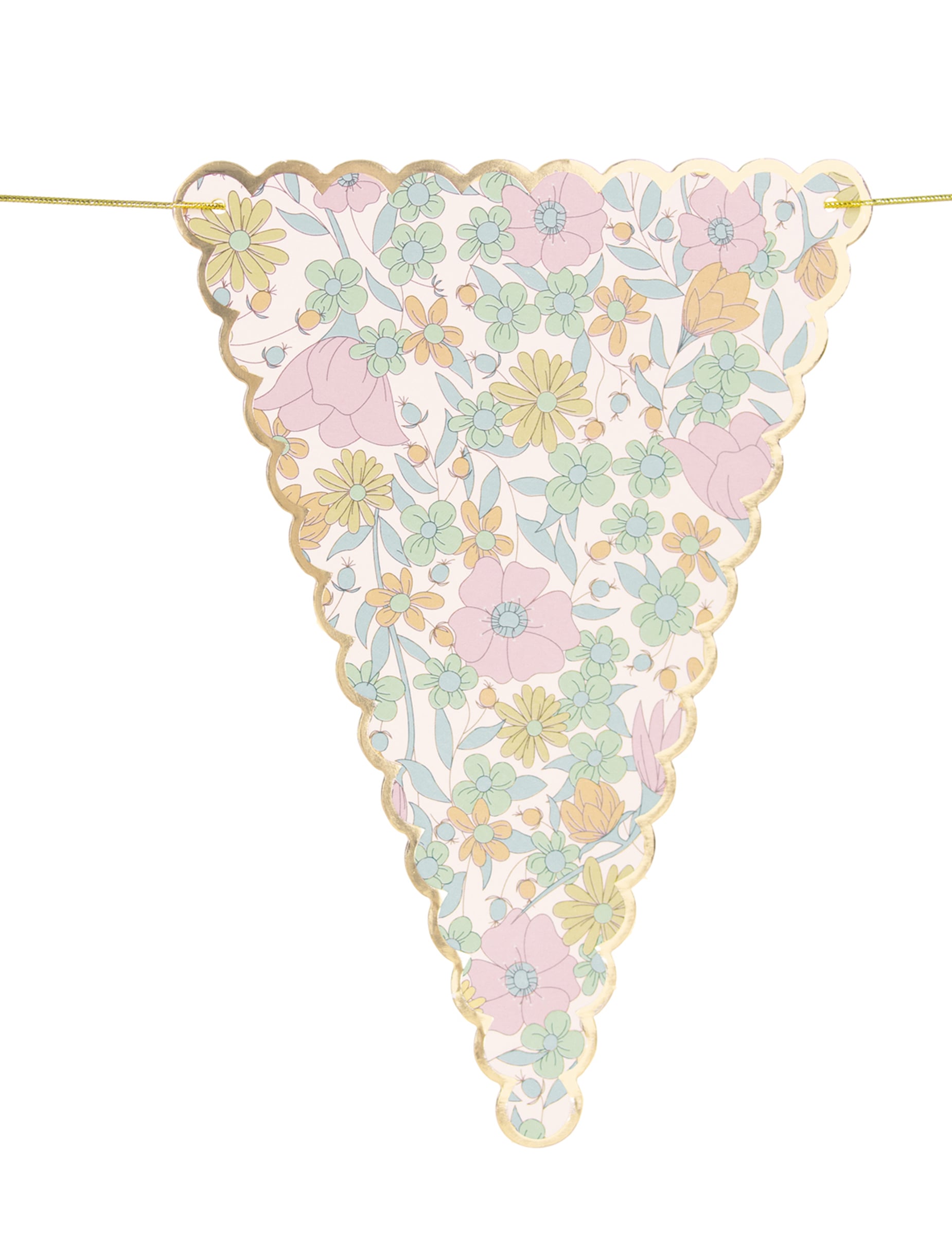 Détail d'un fanion de la guirlande de fanions shabby fleurs liberty