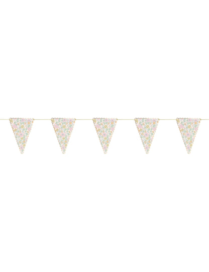 Guirlande de fanions shabby fleurs liberty pour fête multicolore pastel