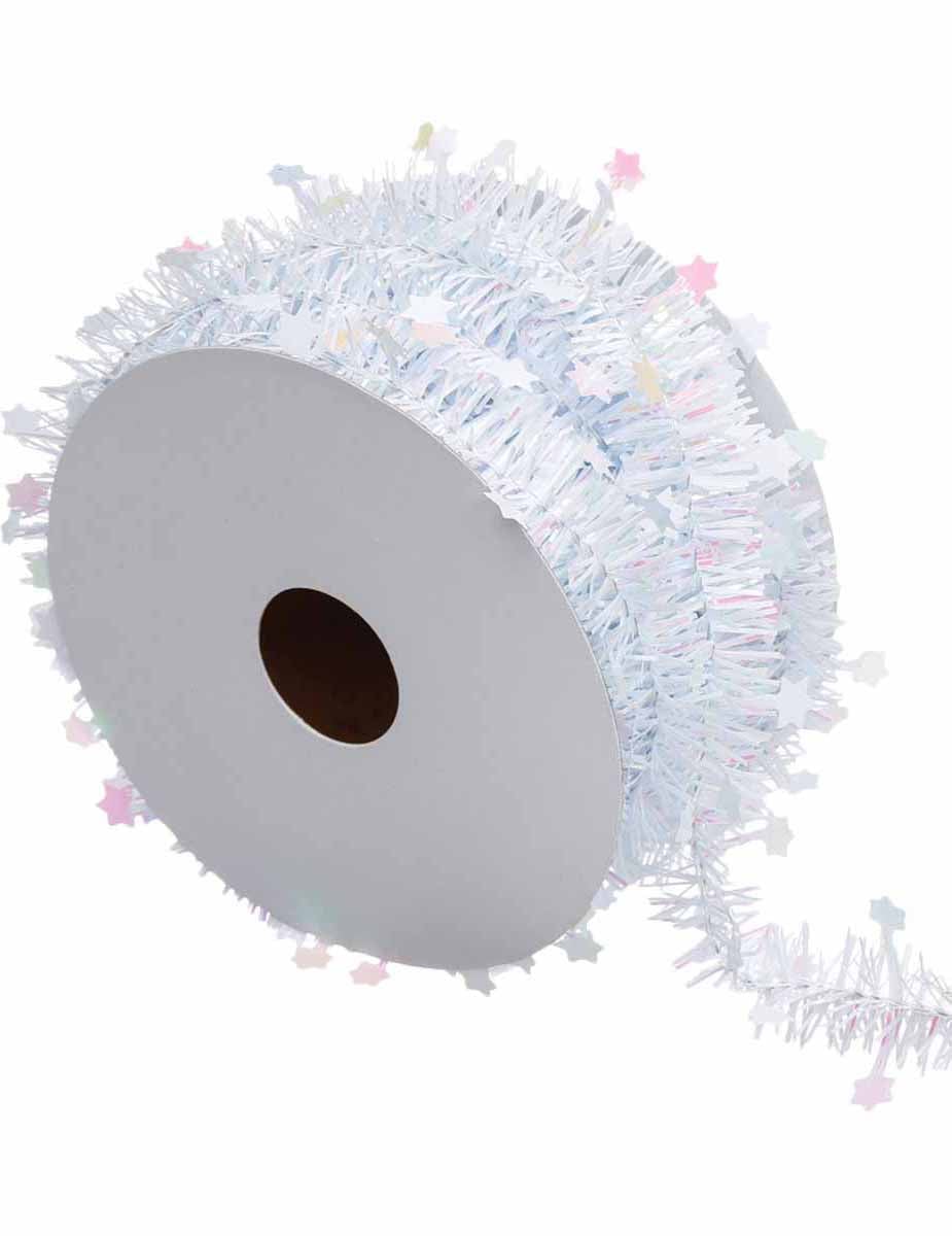 Guirlande de sapin étoiles pour décoration blanche fine et iridescente