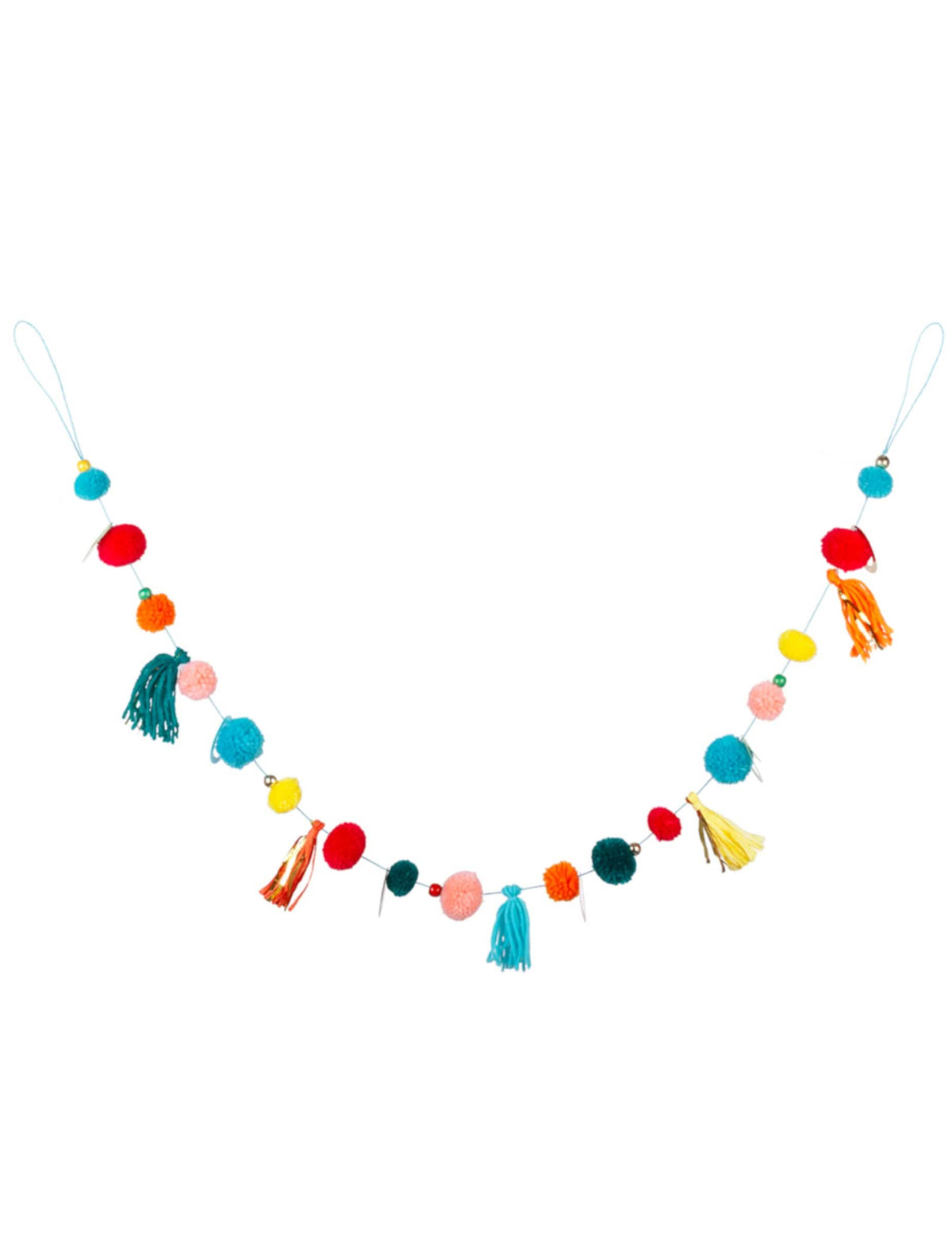 Guirlanda de pompons multicolor para decoração de festa com borlas coloridas