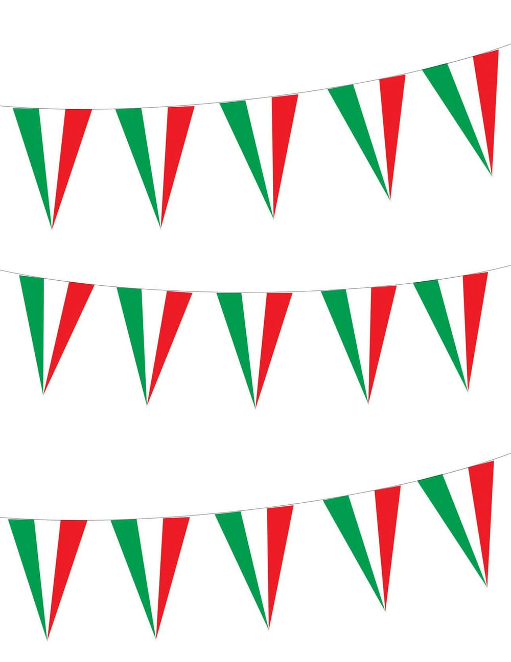 Guirlanda de bandeiras italianas para festa verde e vermelho