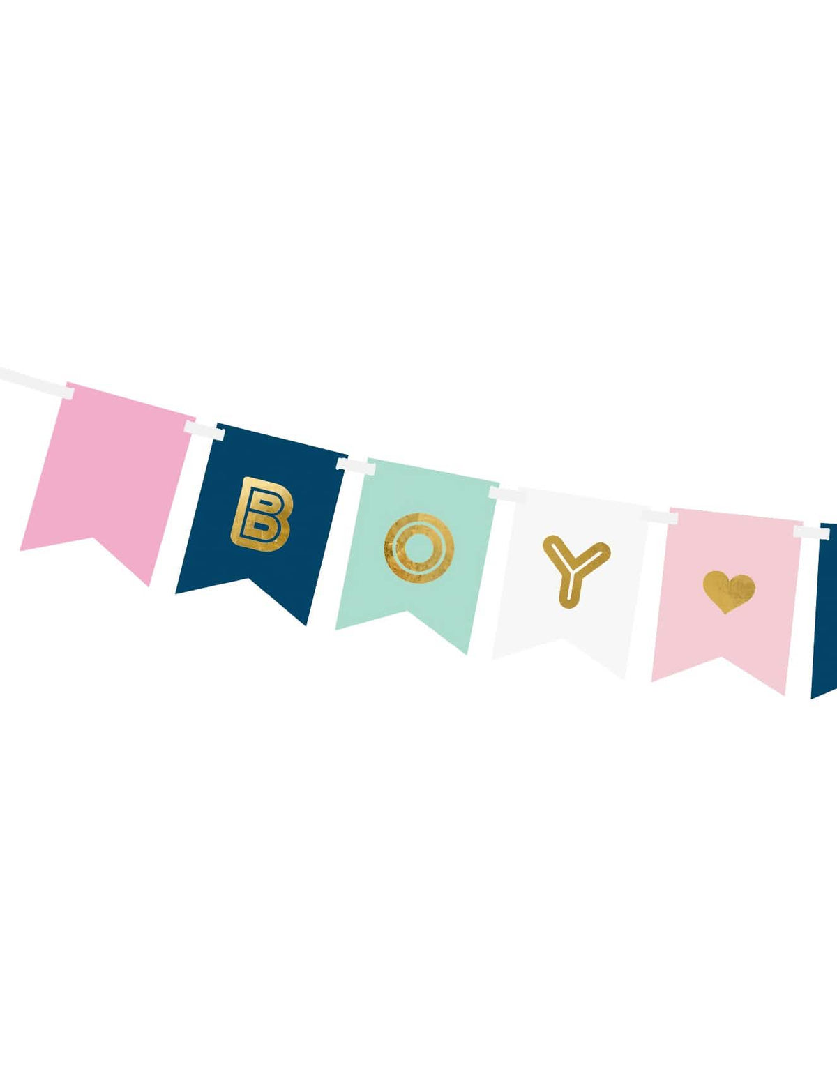 Guirlanda em cartão boy or girl para baby shower cor de rosa, azul e dourado