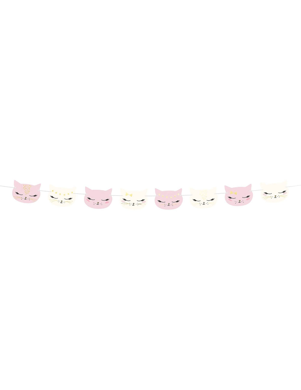 Guirlanda de cartão de gatinho para criança cor de rosa e branco