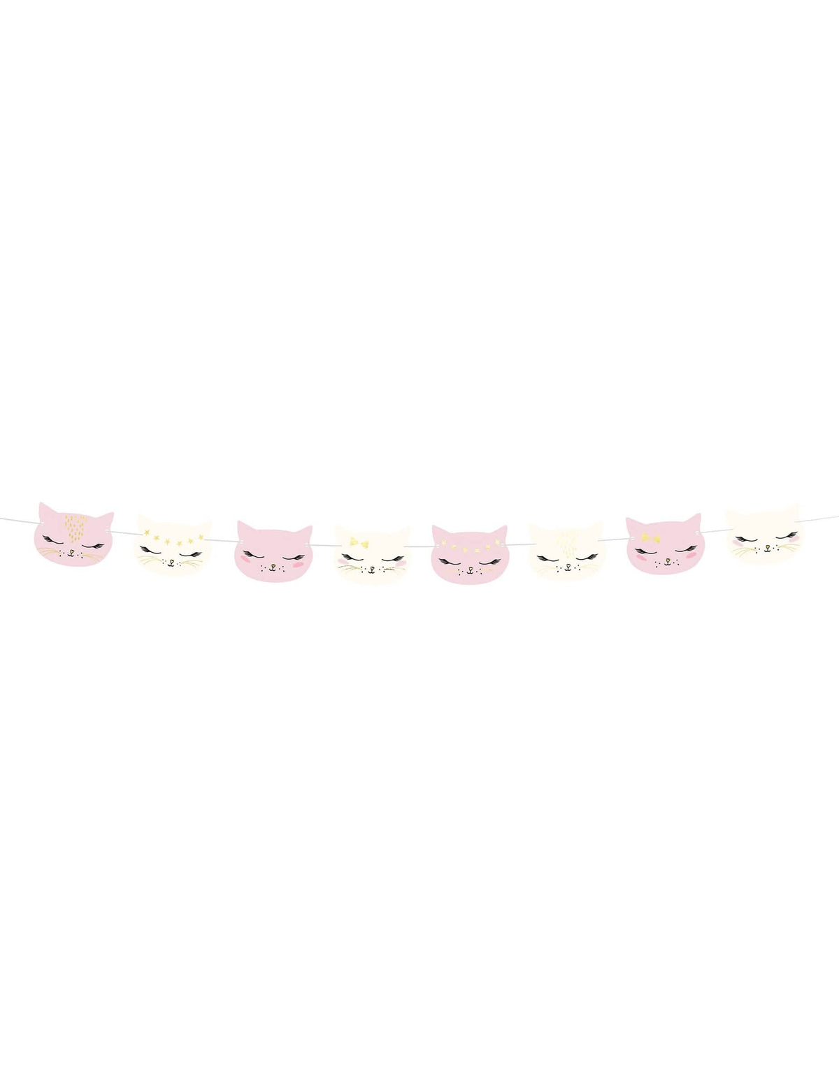 Guirlanda de cartão de gatinho para criança cor de rosa e branco