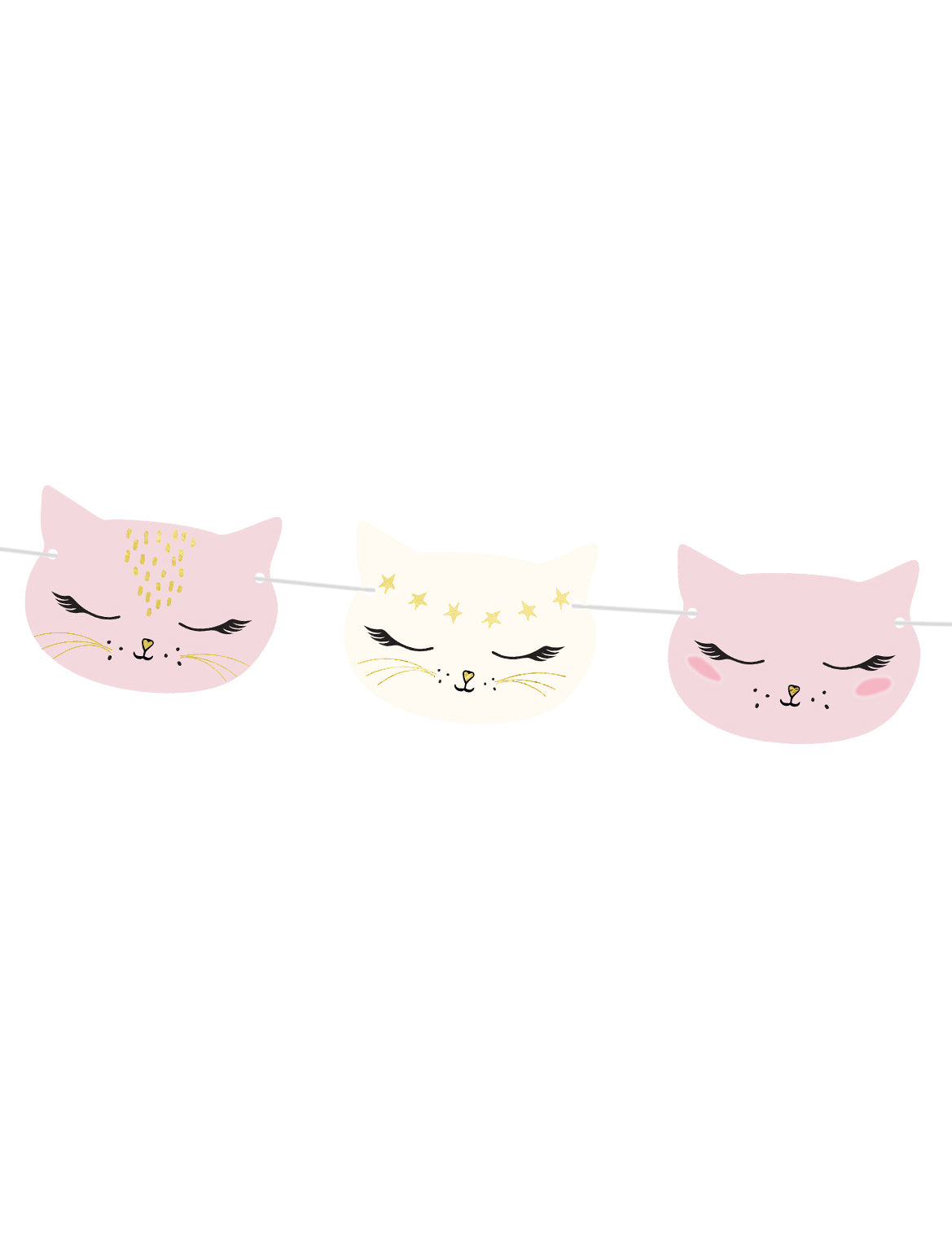 Gros plan sur les têtes de la guirlande en carton chaton