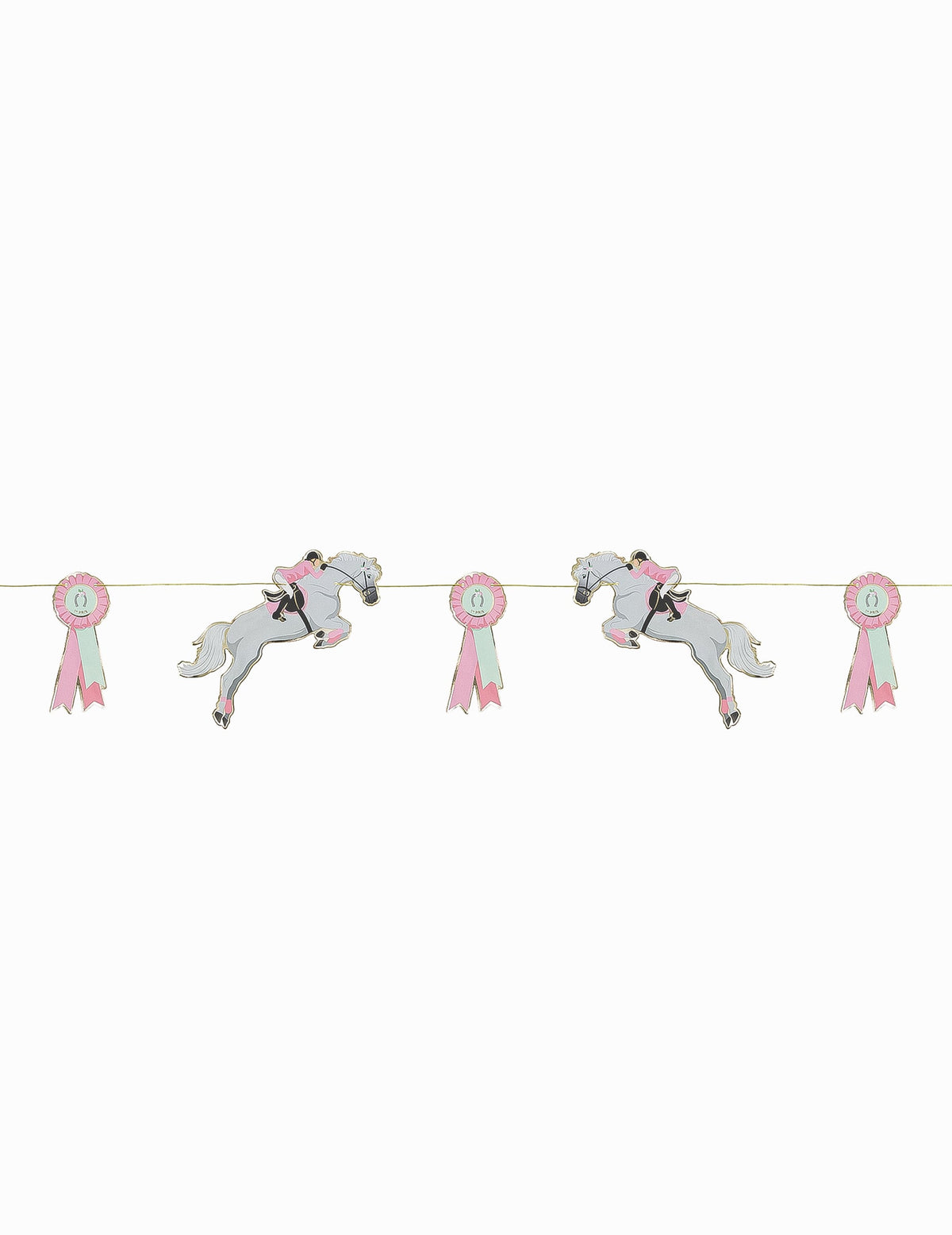 Guirlande en carton cheval pour anniversaire équitation grise et rose