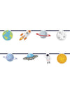 Guirlande en carton cosmos thème espace pour fête multicolore avec planètes fusée et astronaute
