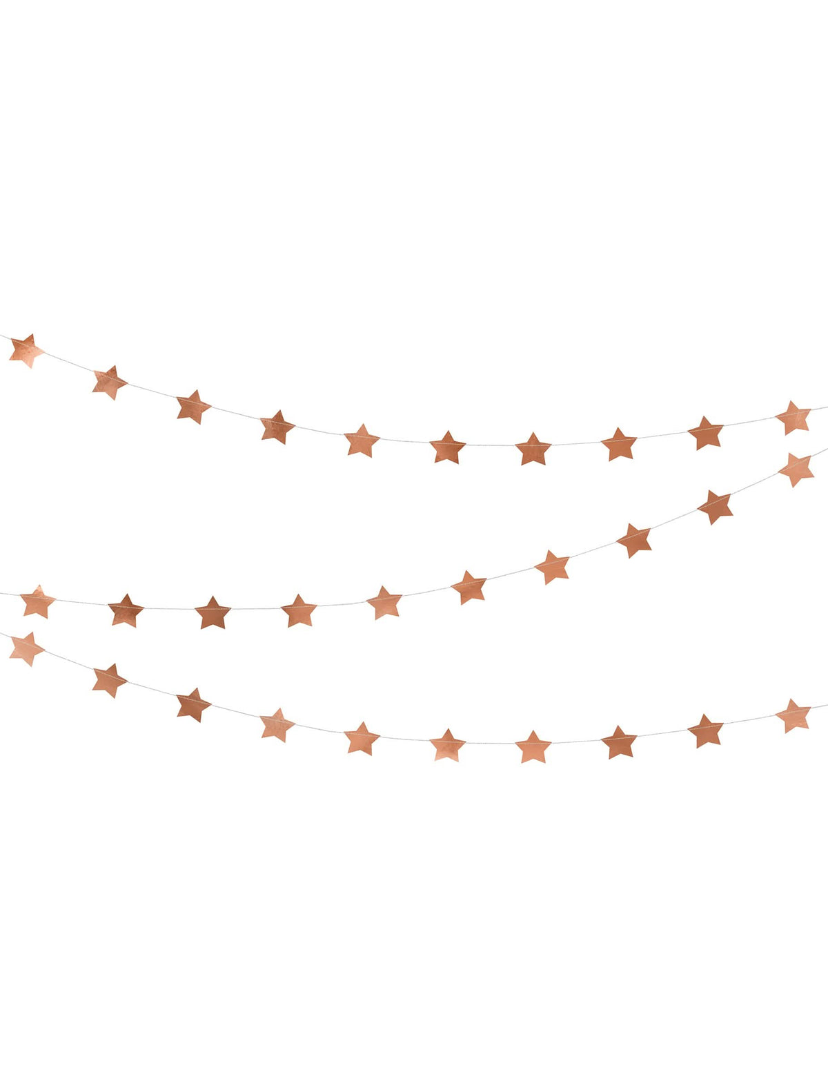 Guirlanda em cartão de estrelas metalizadas para natal ouro rosa