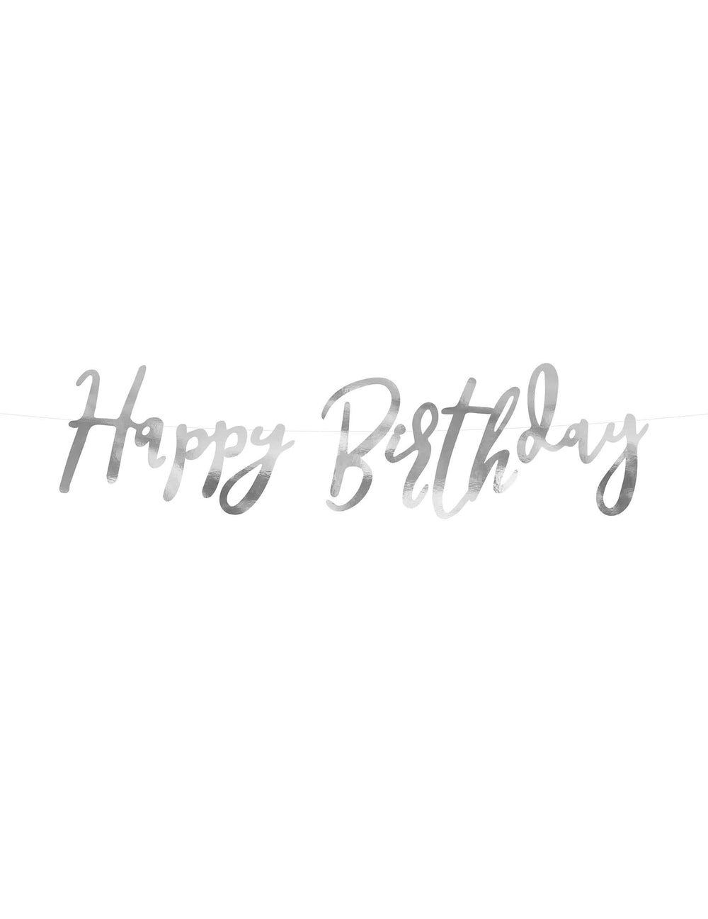 Guirlanda Happy Birthday para festa prateada metalizada
