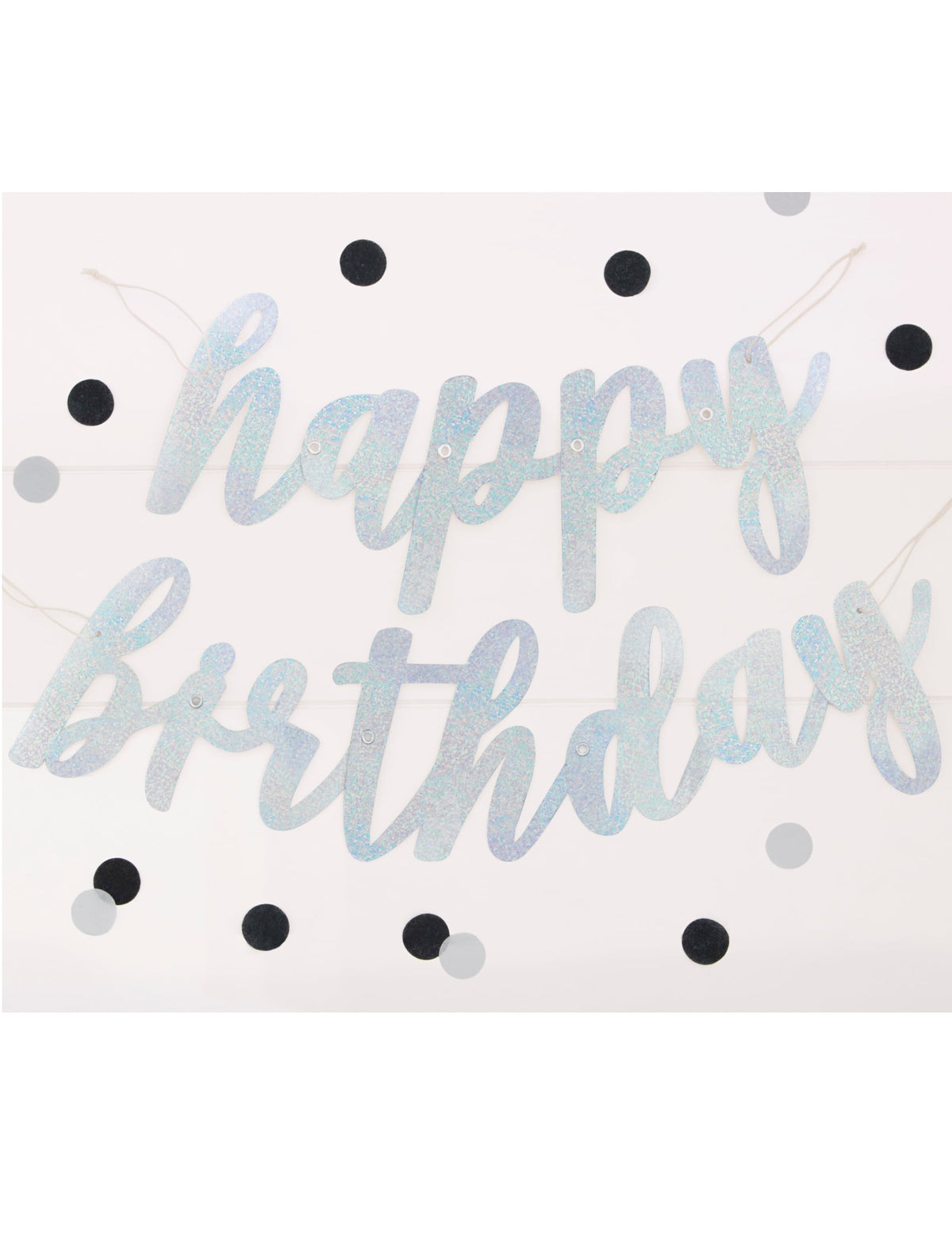 Guirlande en carton Happy Birthday pour anniversaire argenté pailleté