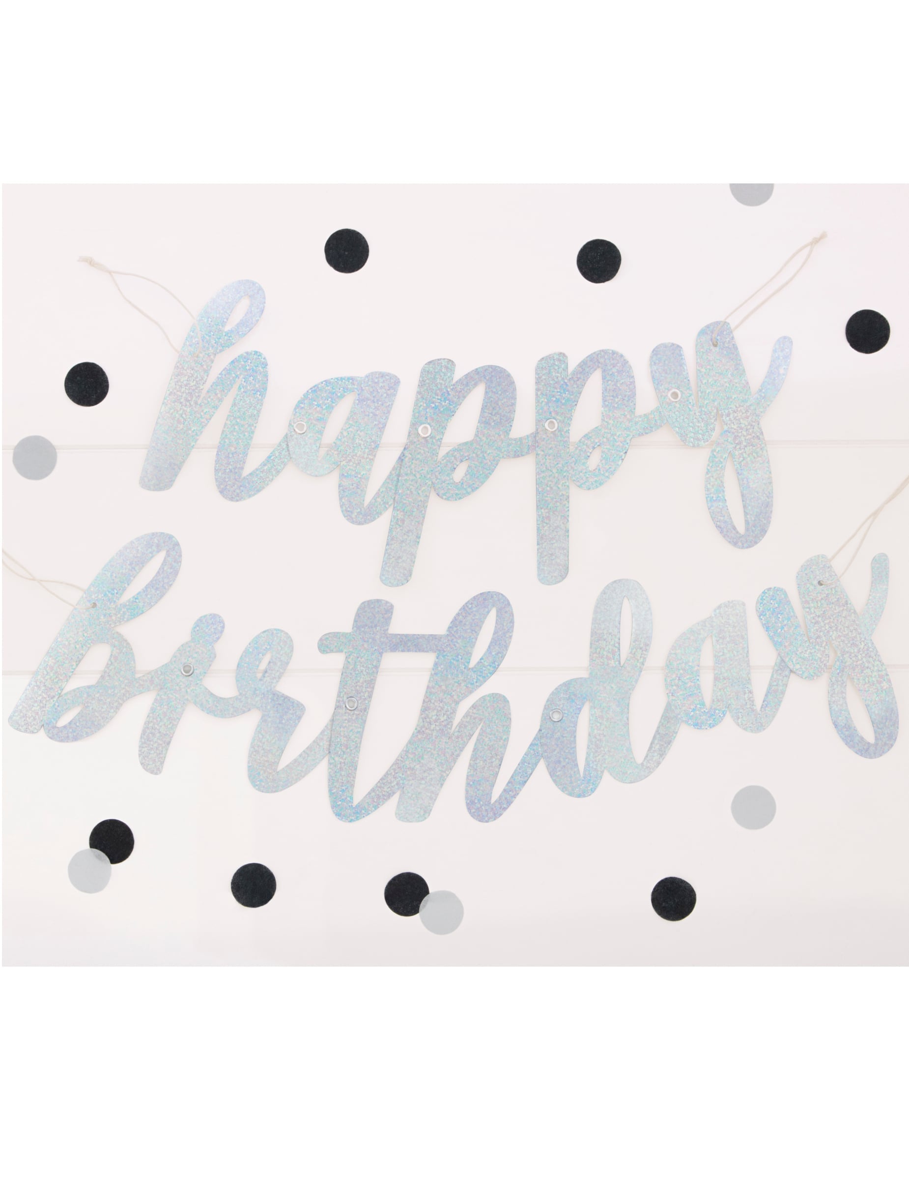 Guirlande en carton Happy Birthday pour anniversaire argenté pailleté