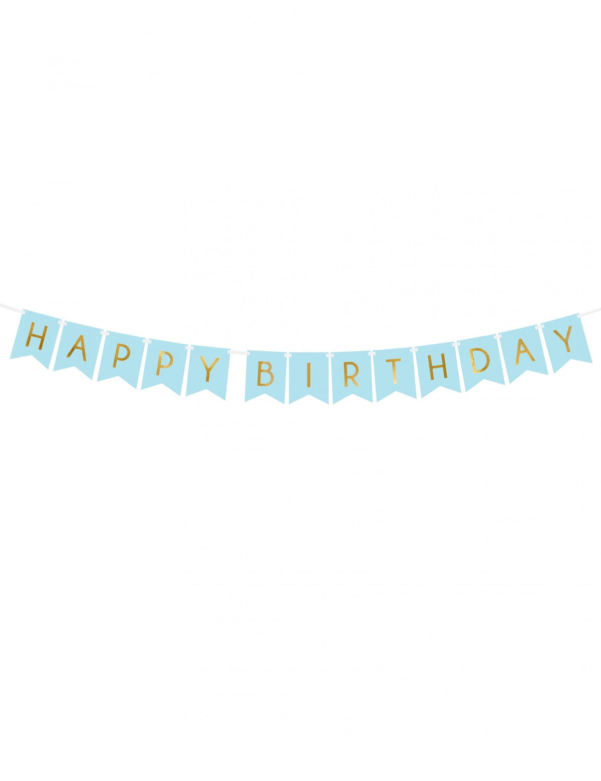 Guirlande en carton Happy Birthday pour anniversaire bleue et dorée métallisée