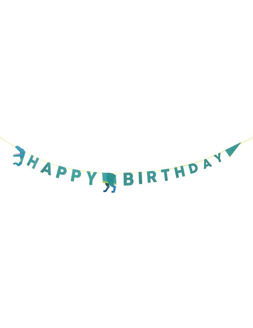 Guirlanda de cartão happy birthday dinossauro para aniversário azul-verde