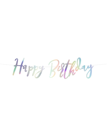 Guirlande en carton Happy Birthday pour fête iridescent