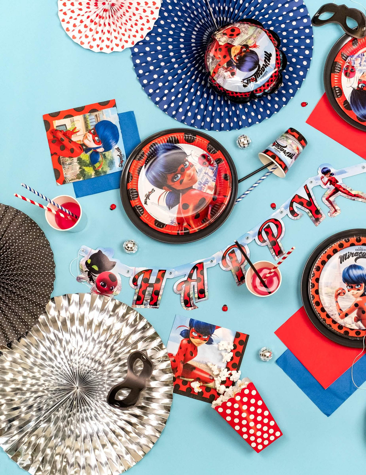 Decoração da grinalda em cartão Happy Birthday Ladybug