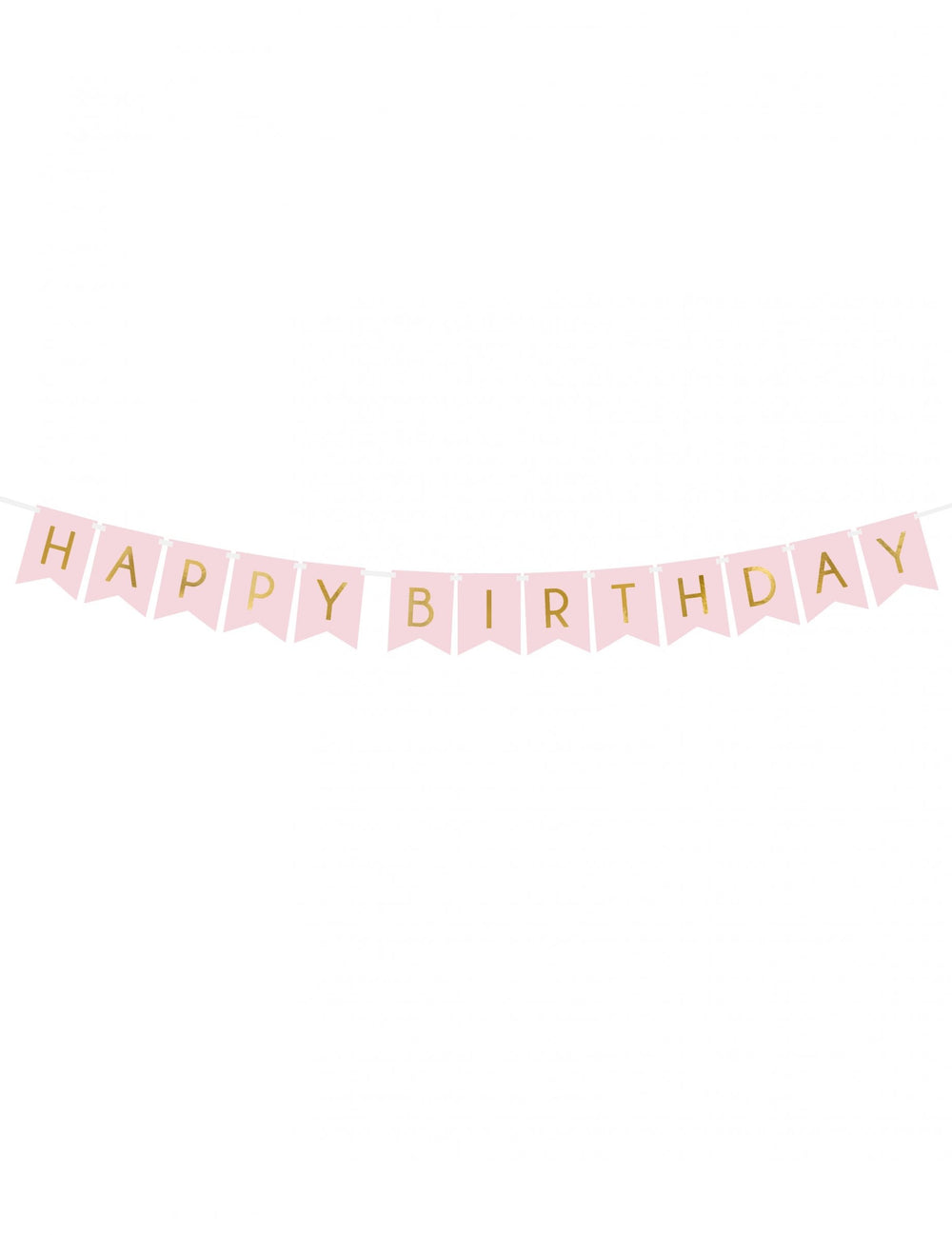 Guirlande en carton Happy Birthday pour anniversaire rose et dorée