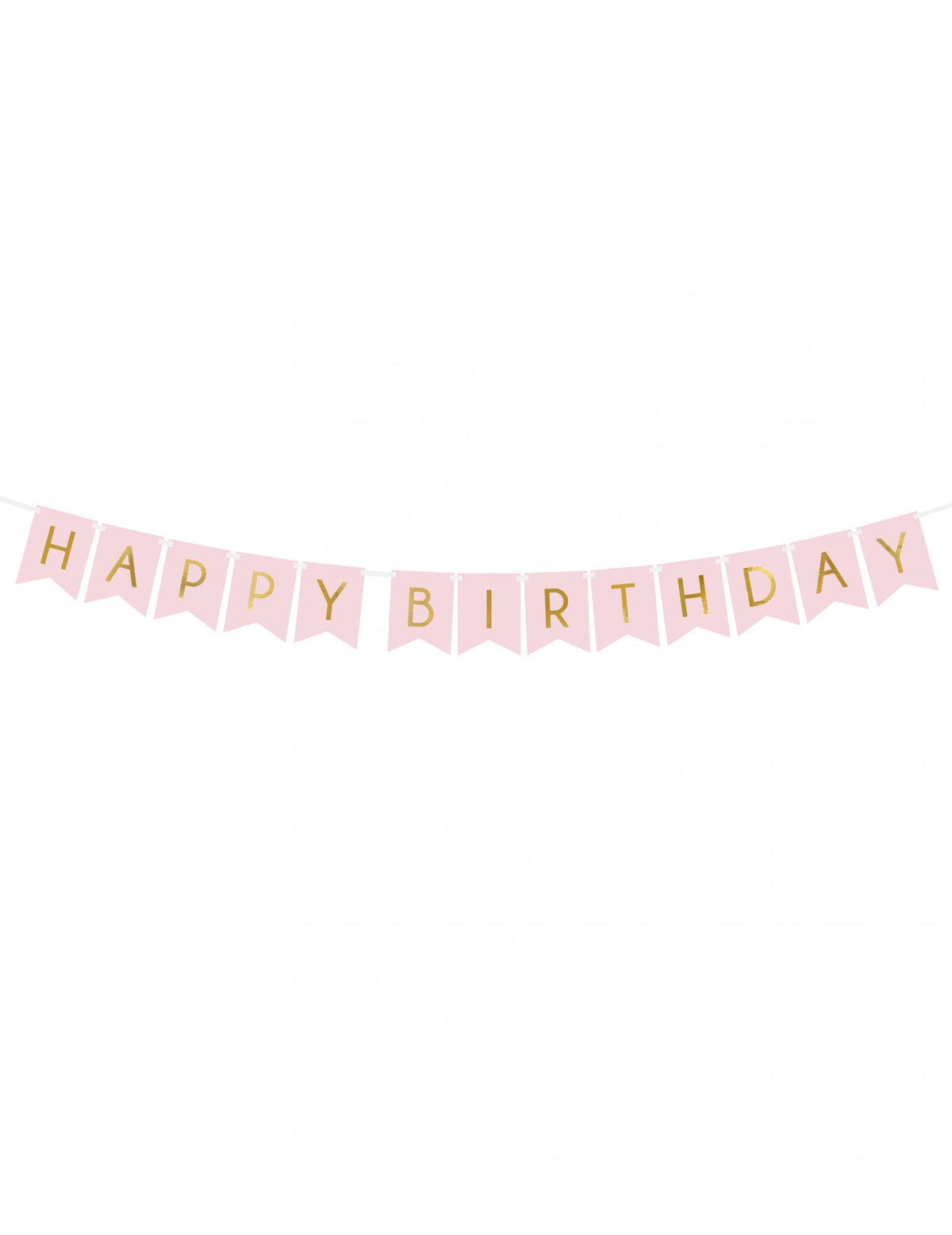 Guirlande en carton Happy Birthday pour anniversaire rose et dorée