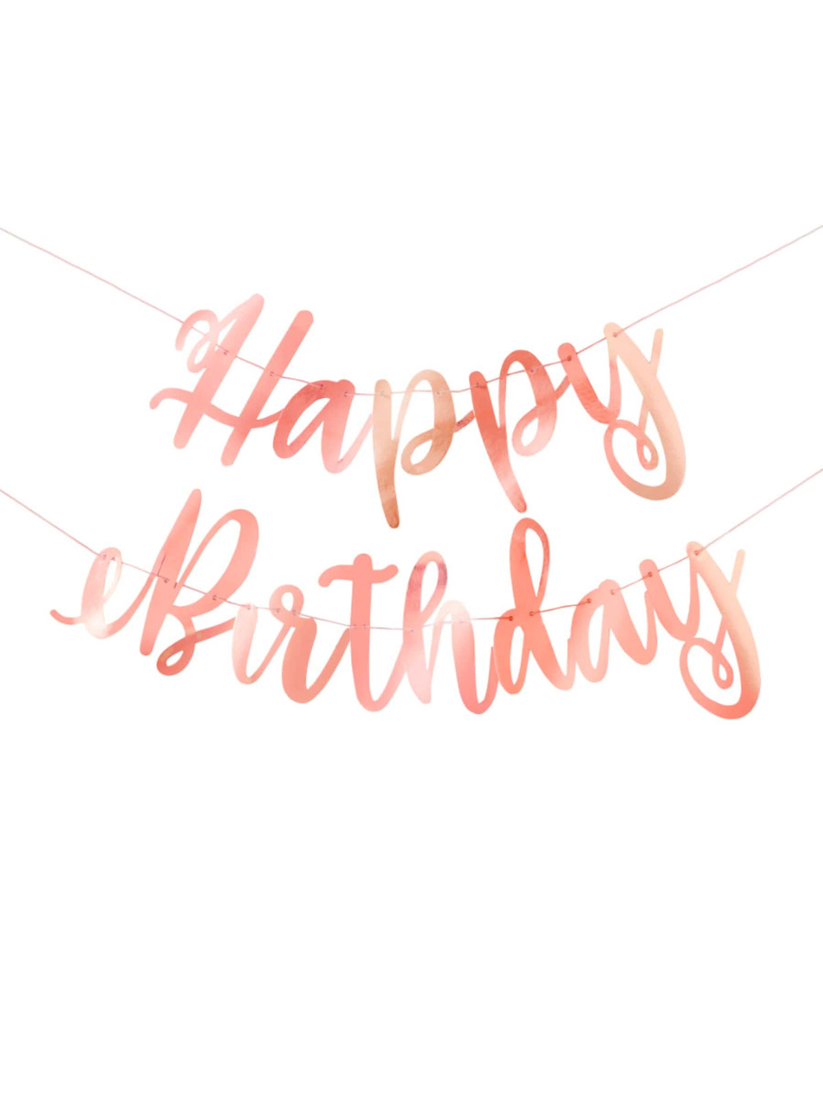 Guirlanda de cartão happy birthday para aniversário ouro rosa metalizada