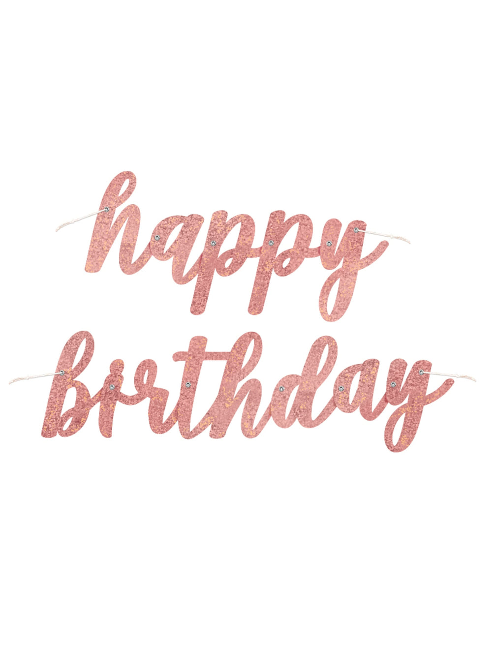 Guirlande en carton happy birthday pour anniversaire rose gold pailletée