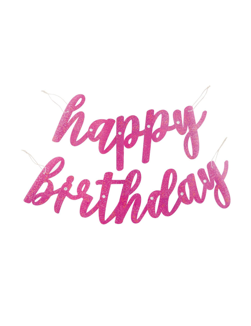 Guirlanda de cartão Happy Birthday para aniversário cor de rosa com purpurina