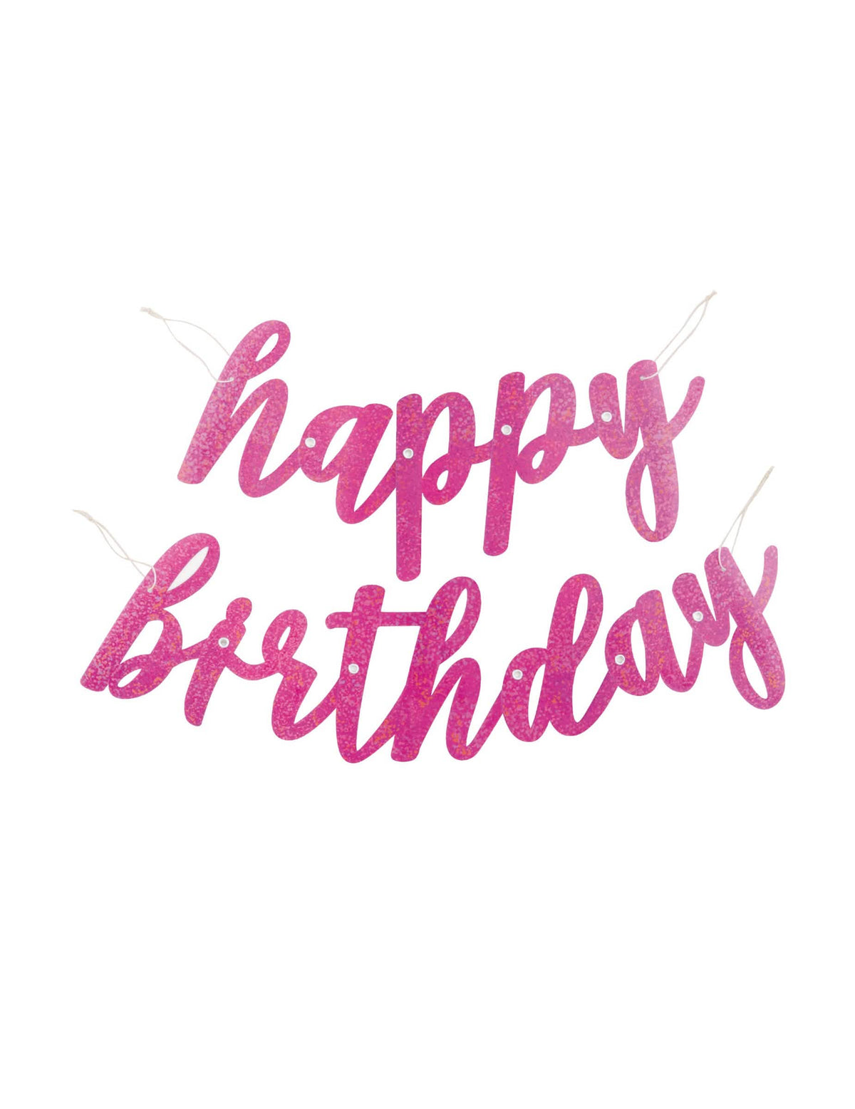 Guirlanda de cartão Happy Birthday para aniversário cor de rosa com purpurina