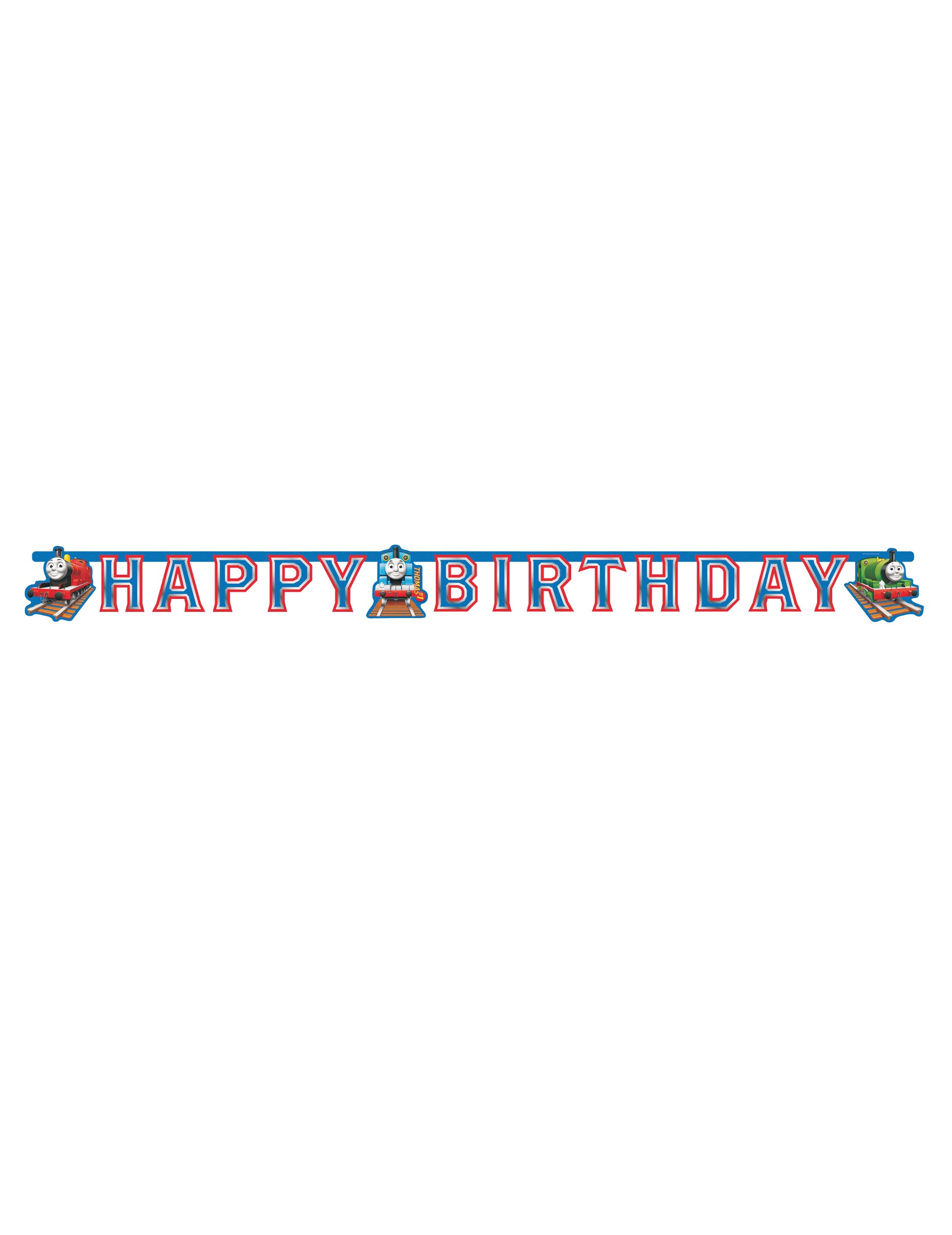 Vue d'ensemble de la guirlande en carton Happy Birthday Thomas et ses amis